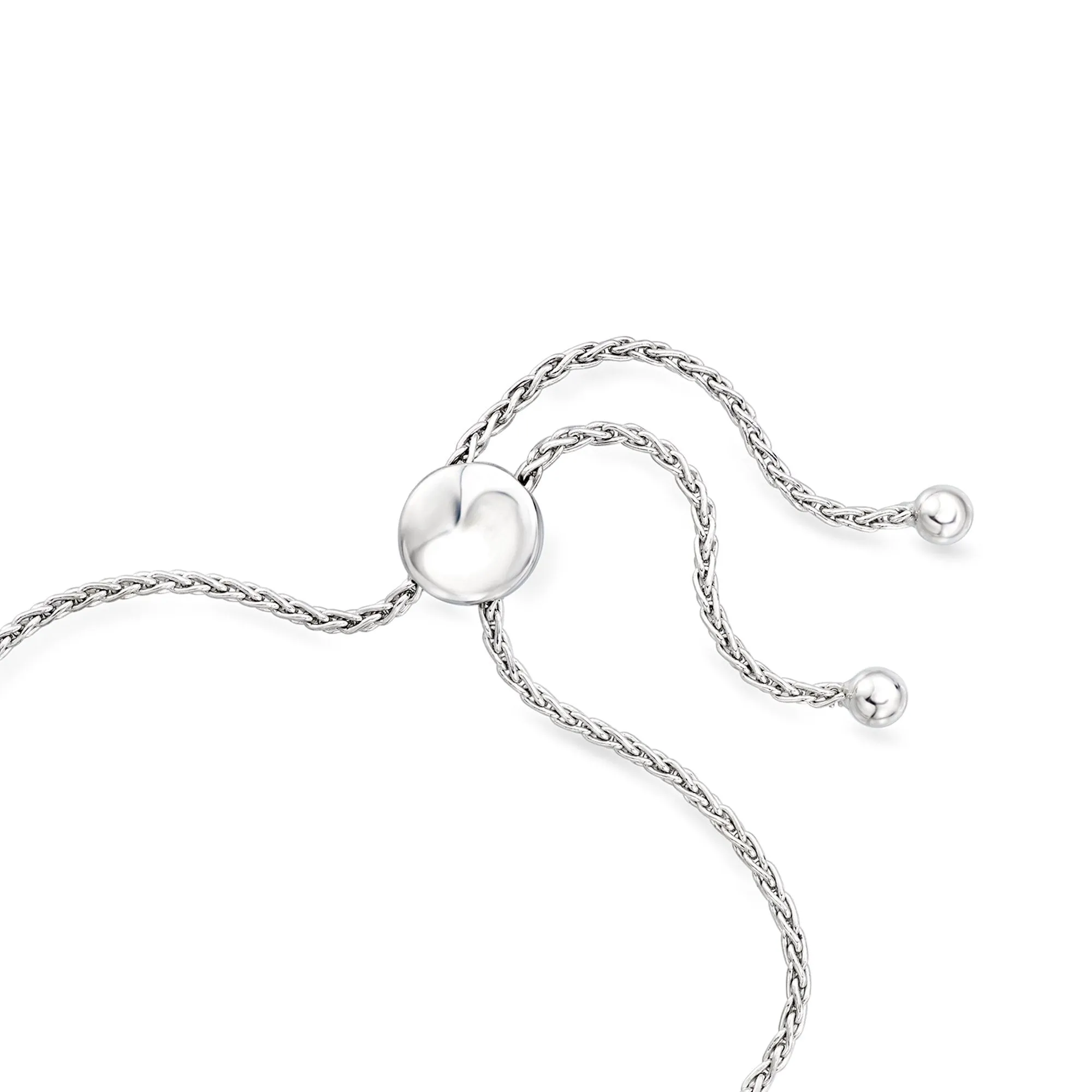 Ross-Simons 7-7.5mm Cultured Pearl and . White Topaz Bolo Bracelet in Sterling Silver
