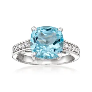 Ross-Simons Sky Blue Topaz Ring With . Lab-Grown Diamonds in Sterling Silver