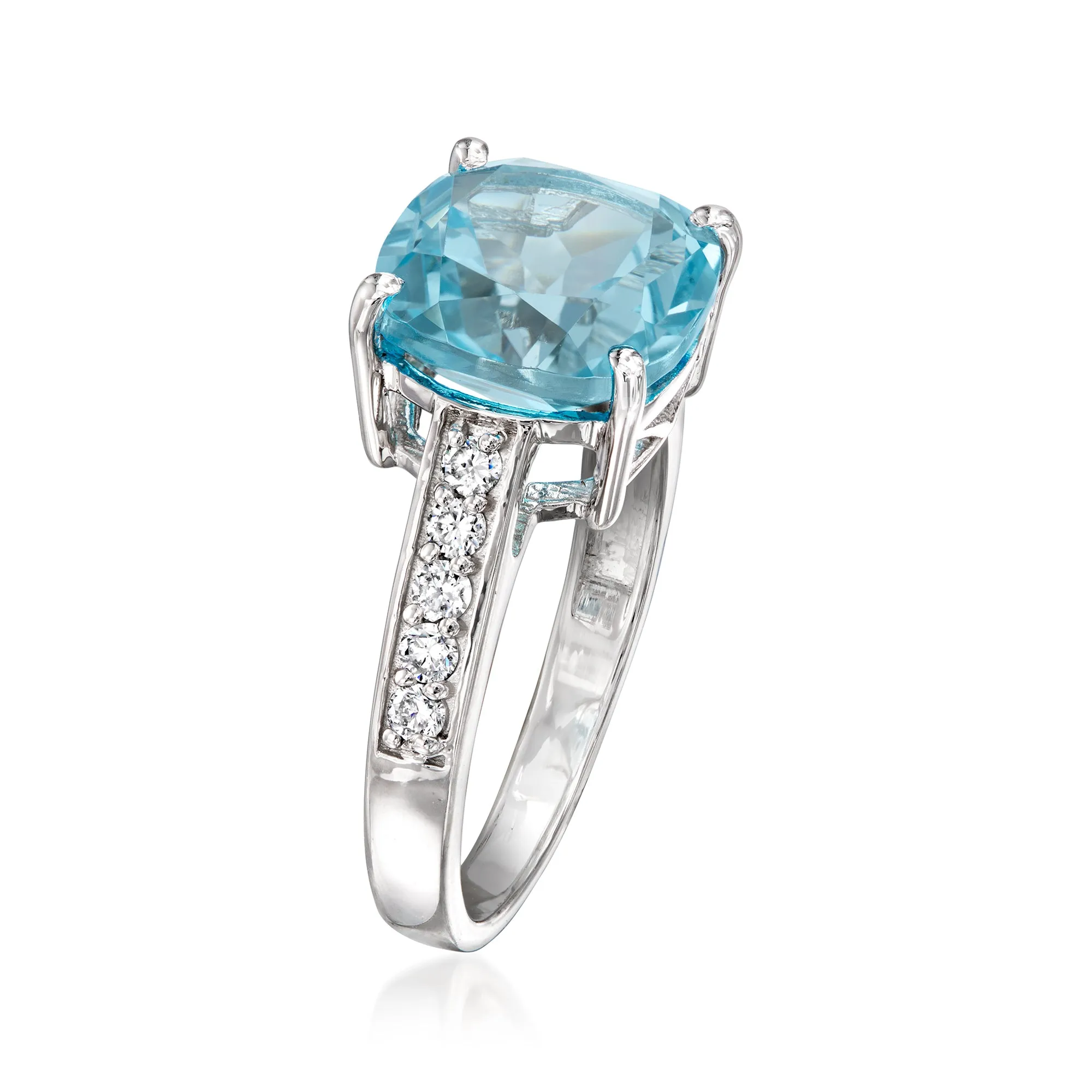Ross-Simons Sky Blue Topaz Ring With . Lab-Grown Diamonds in Sterling Silver