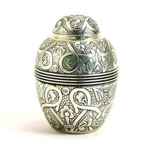 Silver Embossed Pet Urn in Medium