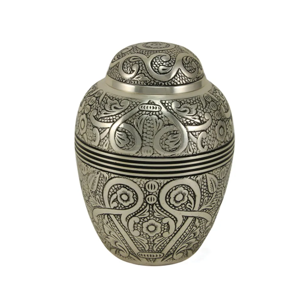 Silver Embossed Pet Urn in Medium