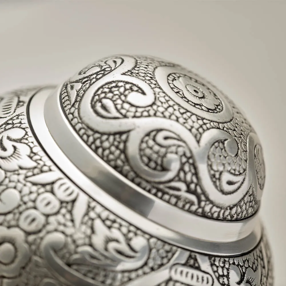 Silver Embossed Pet Urn in Medium