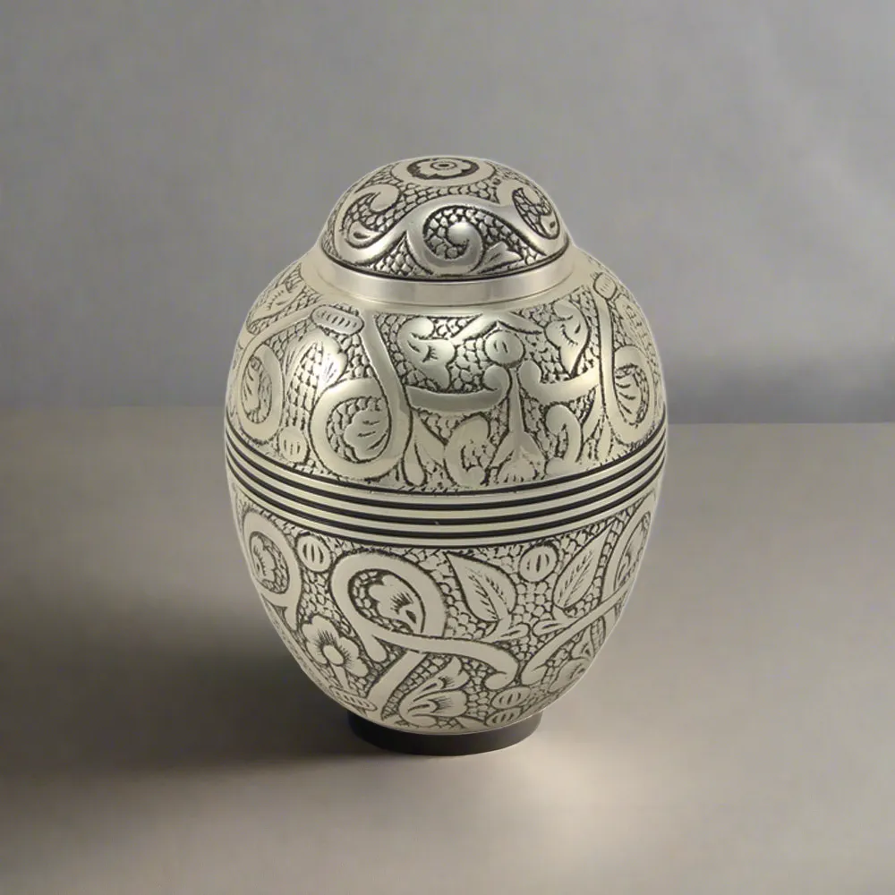 Silver Embossed Pet Urn in Small