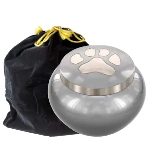 Silver Pet Cremation Urn for Dogs and Cats Ashes