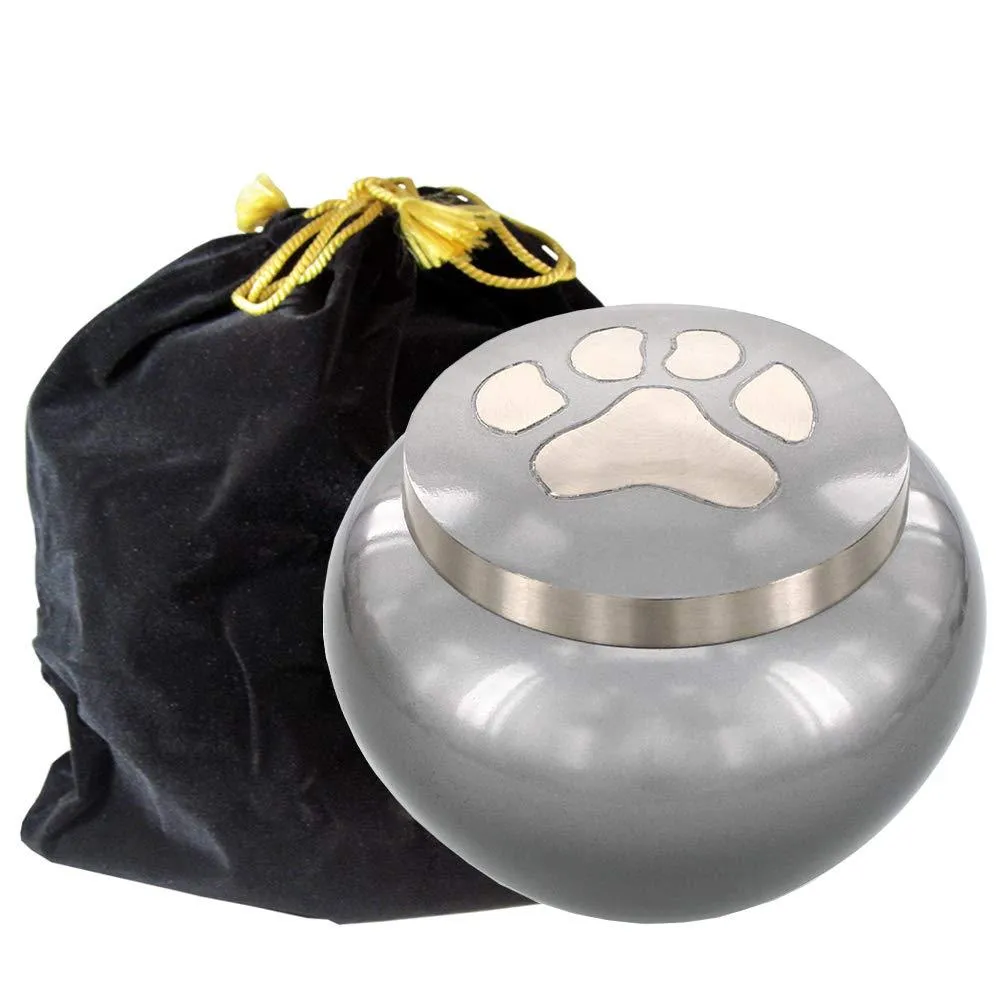 Silver Pet Cremation Urn for Dogs and Cats Ashes