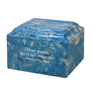 Sky Blue Cultured Marble Cremation Urn