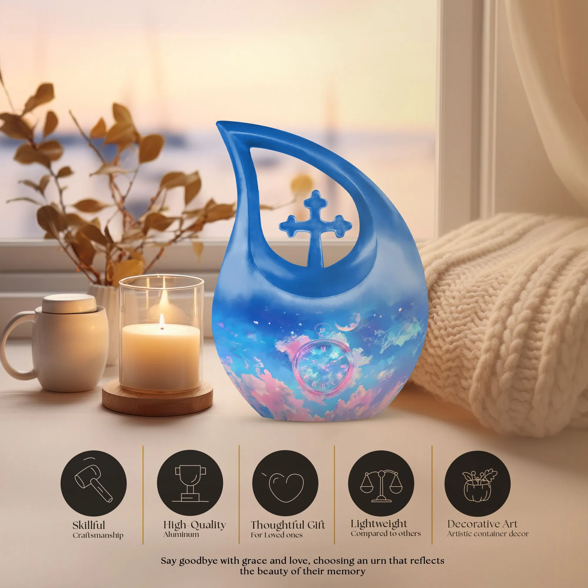 Skyward Clock Whispers: The Dual Remembrance Memorial Urn