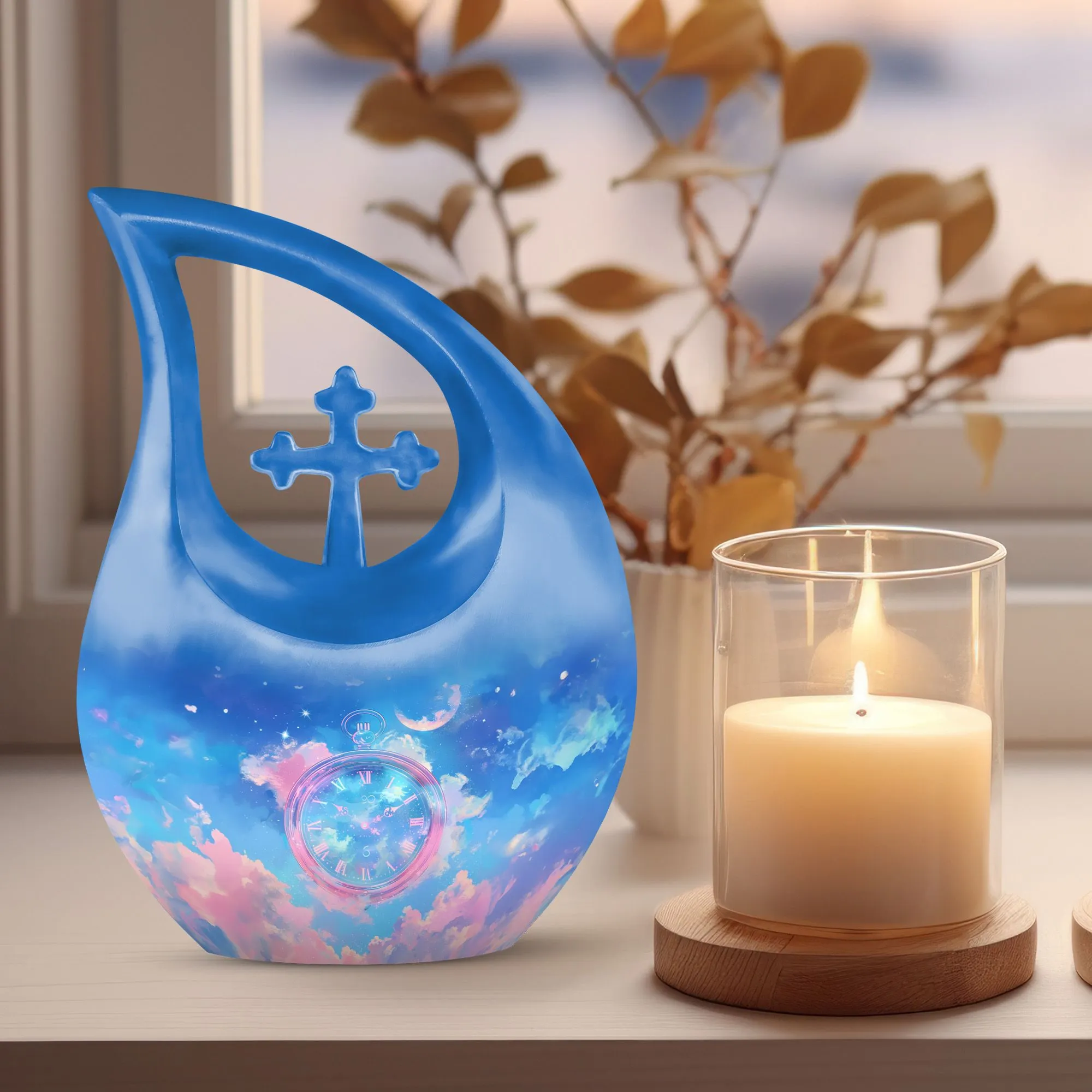 Skyward Clock Whispers: The Dual Remembrance Memorial Urn