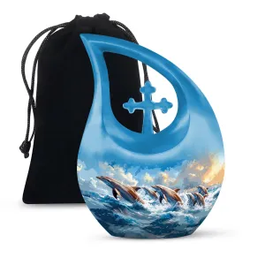 Skyward Dolphin Leap Urn : Cremation Urn