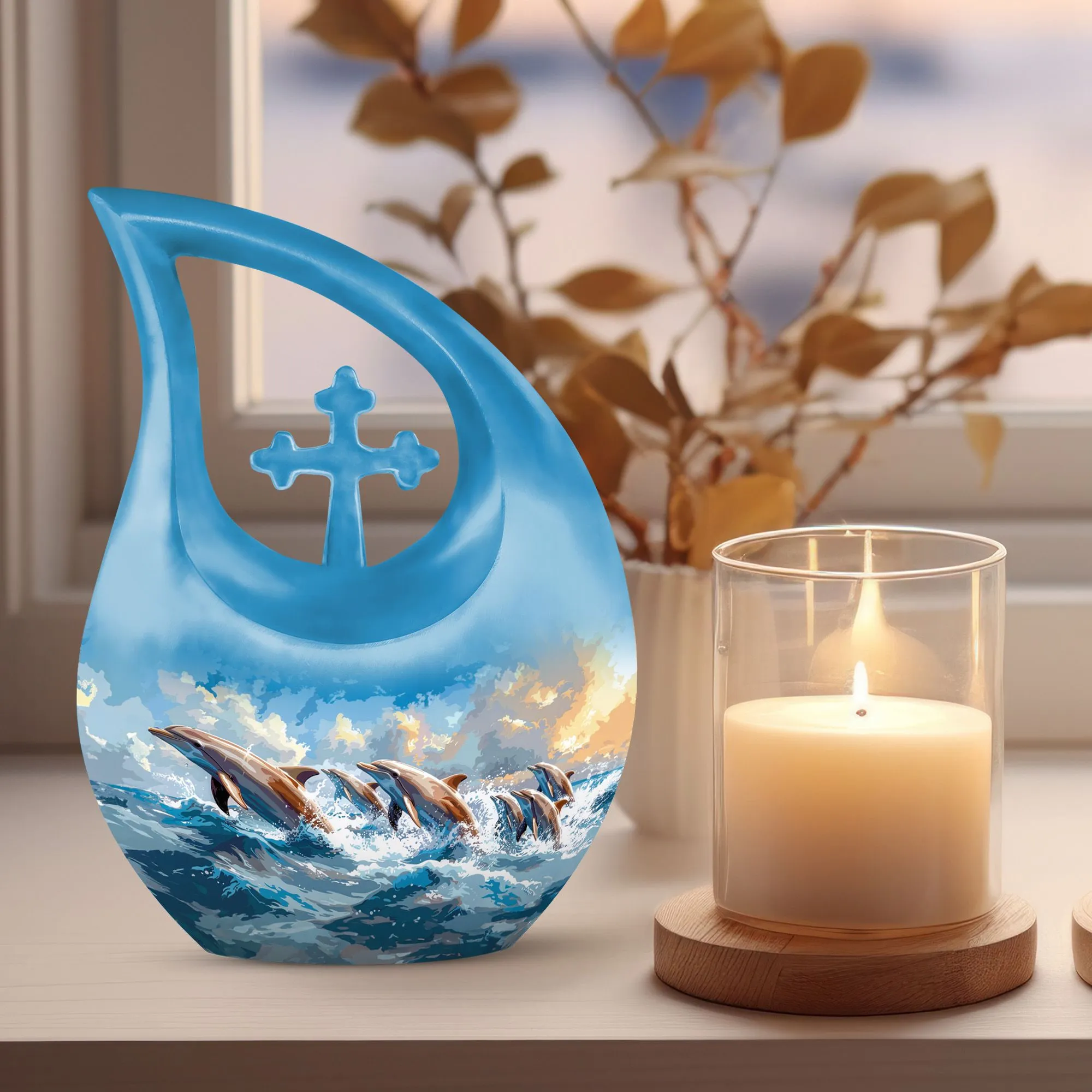Skyward Dolphin Leap Urn : Cremation Urn