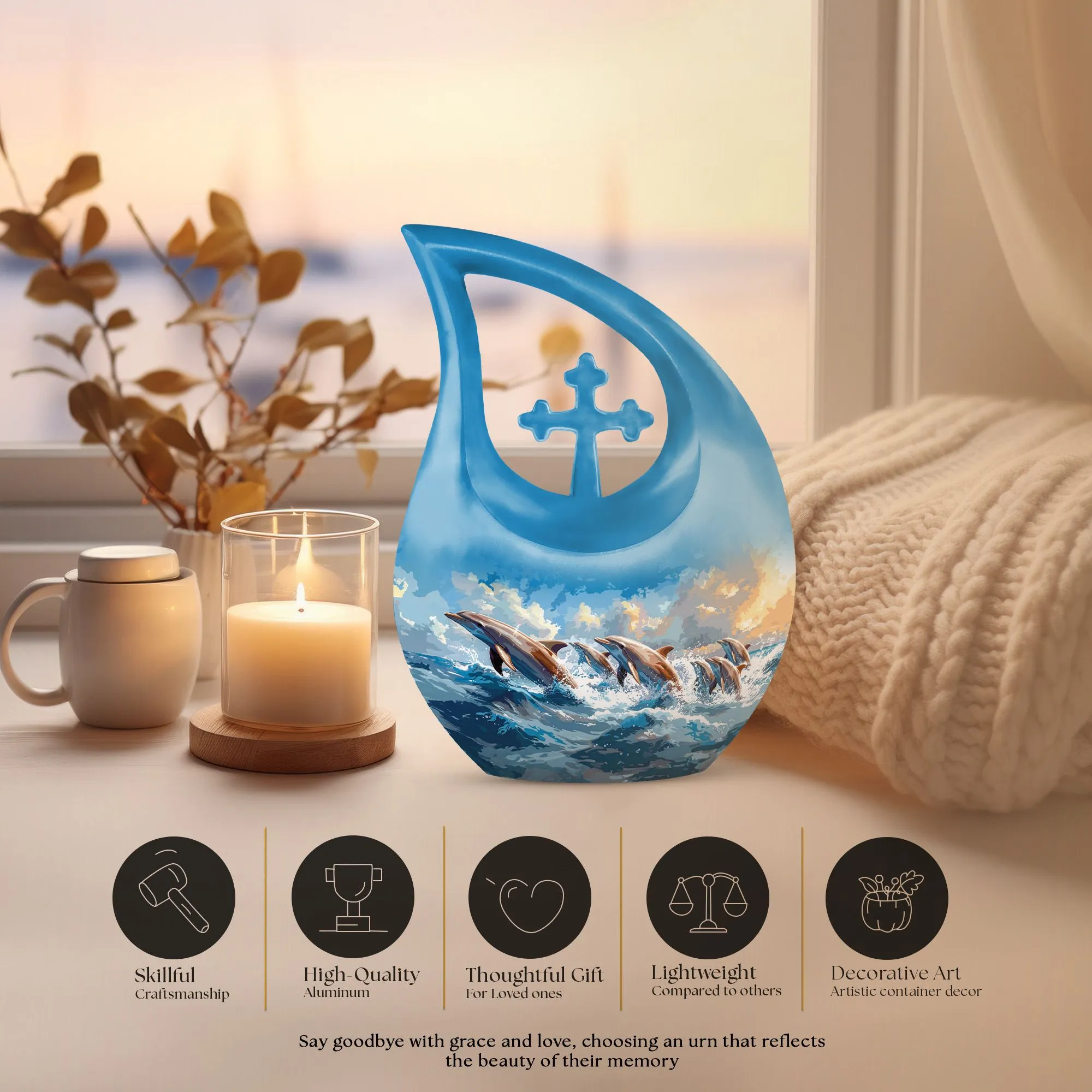 Skyward Dolphin Leap Urn : Cremation Urn
