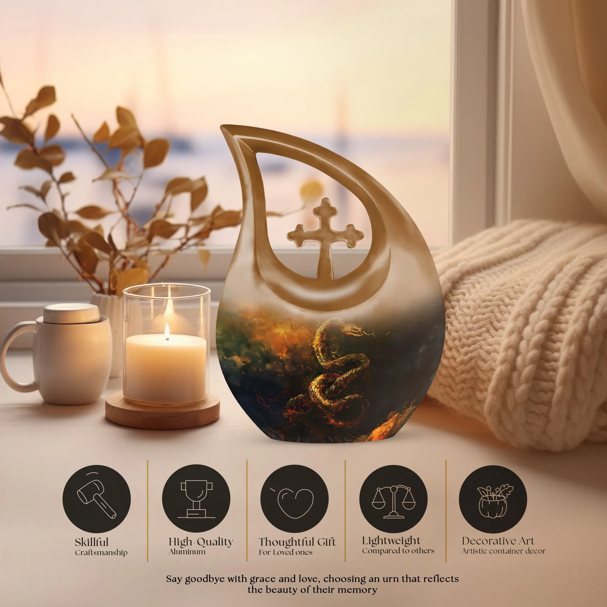 Snake Urn Serenity - Graceful Remembrance Urn For Sacred Memories