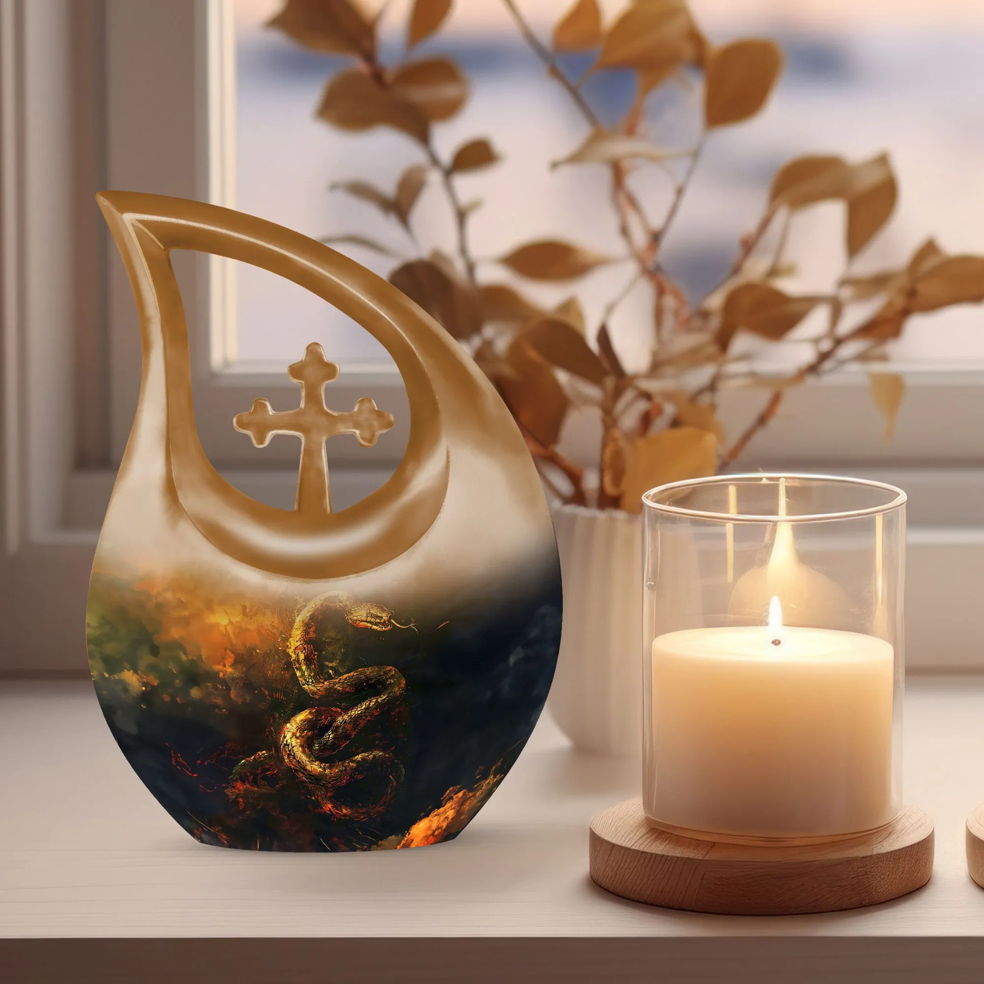 Snake Urn Serenity - Graceful Remembrance Urn For Sacred Memories