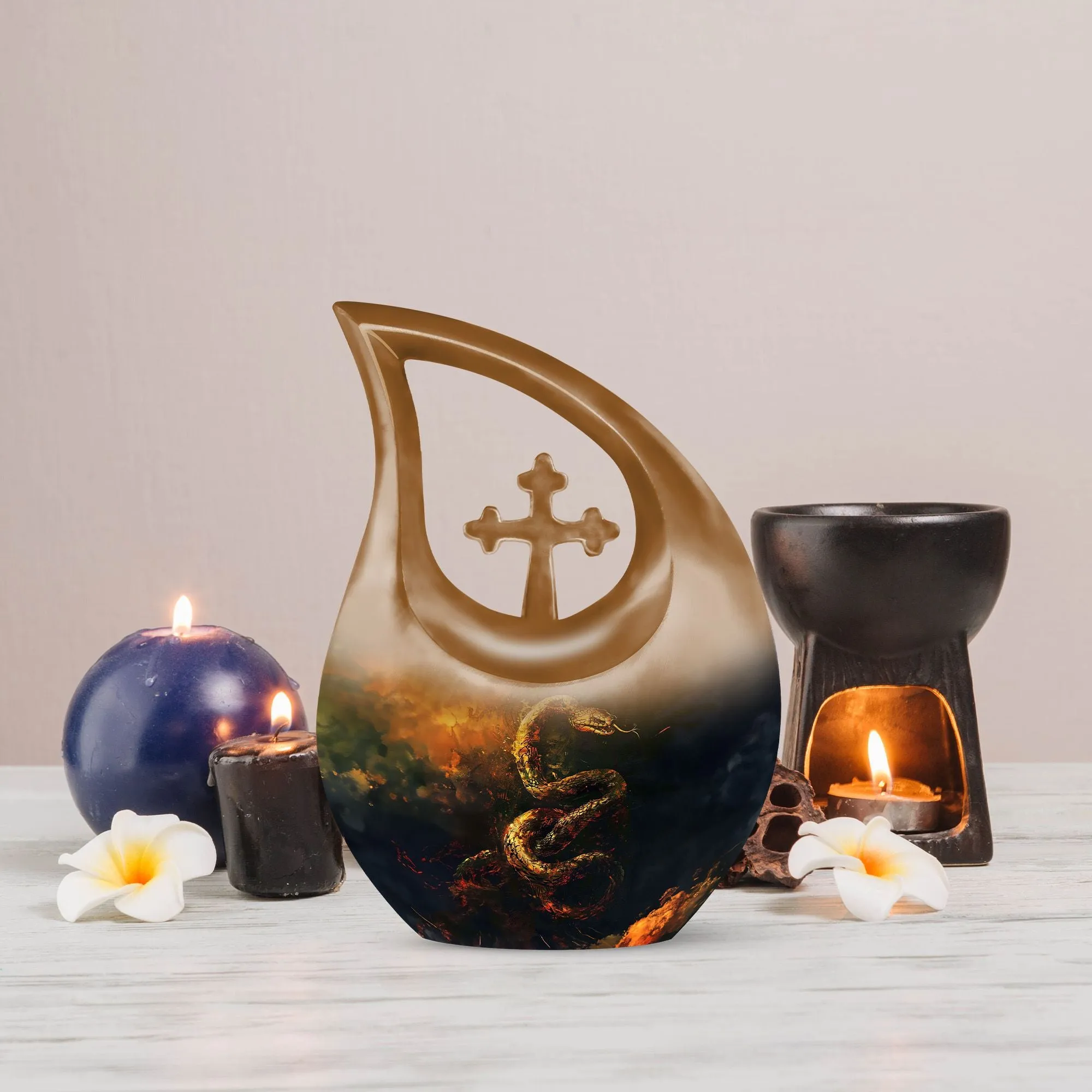 Snake Urn Serenity - Graceful Remembrance Urn For Sacred Memories