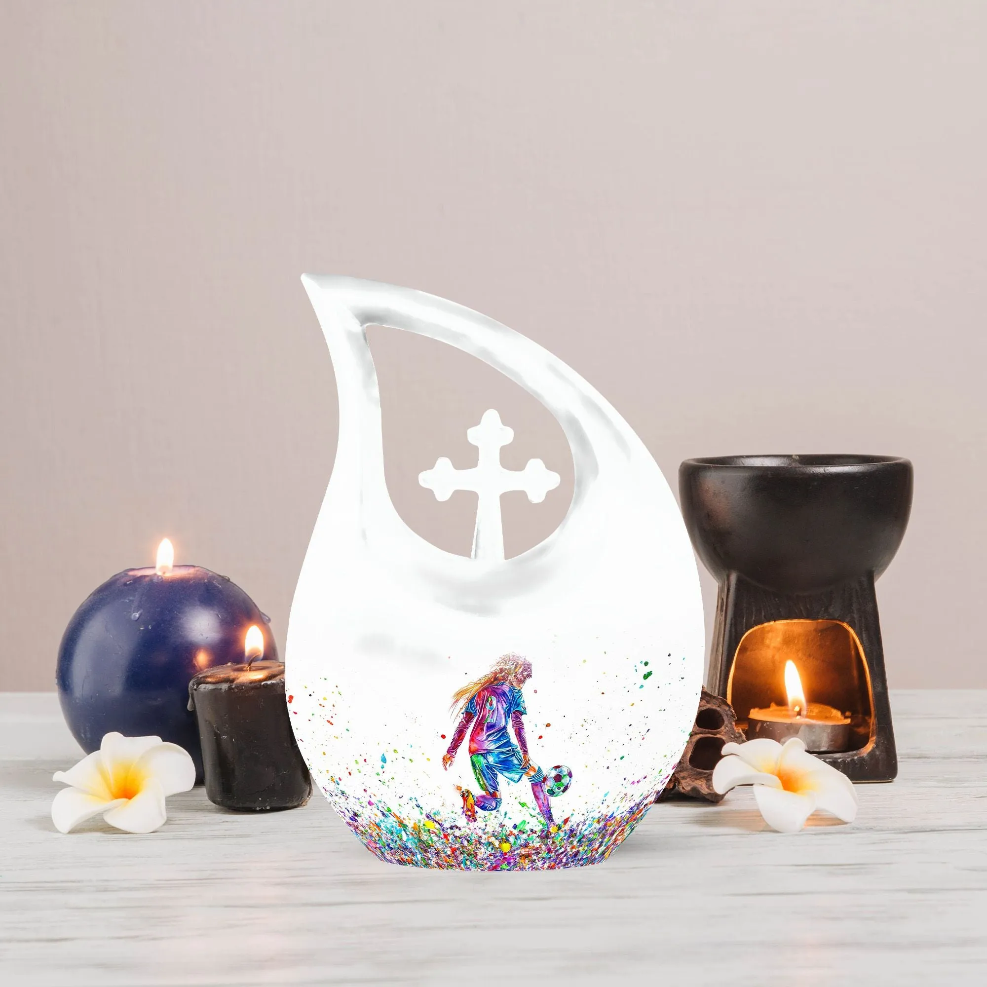 Soccer Celebration: Customizable Memorial Urn Honoring Mothers