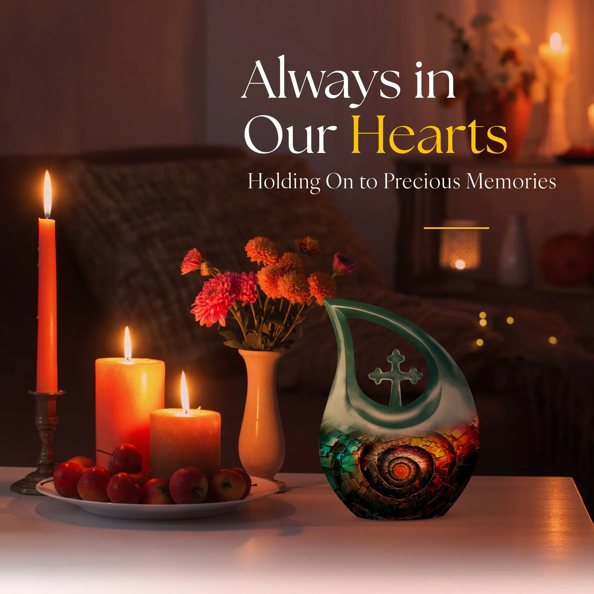 Spiral Urn : Double Memorial Urn with Cross Drop Design