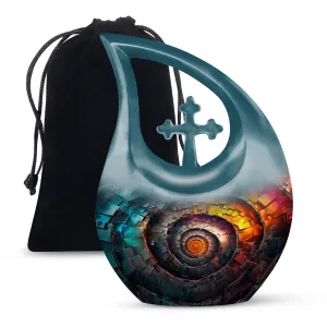 Spiral Urn : Double Memorial Urn with Cross Drop Design