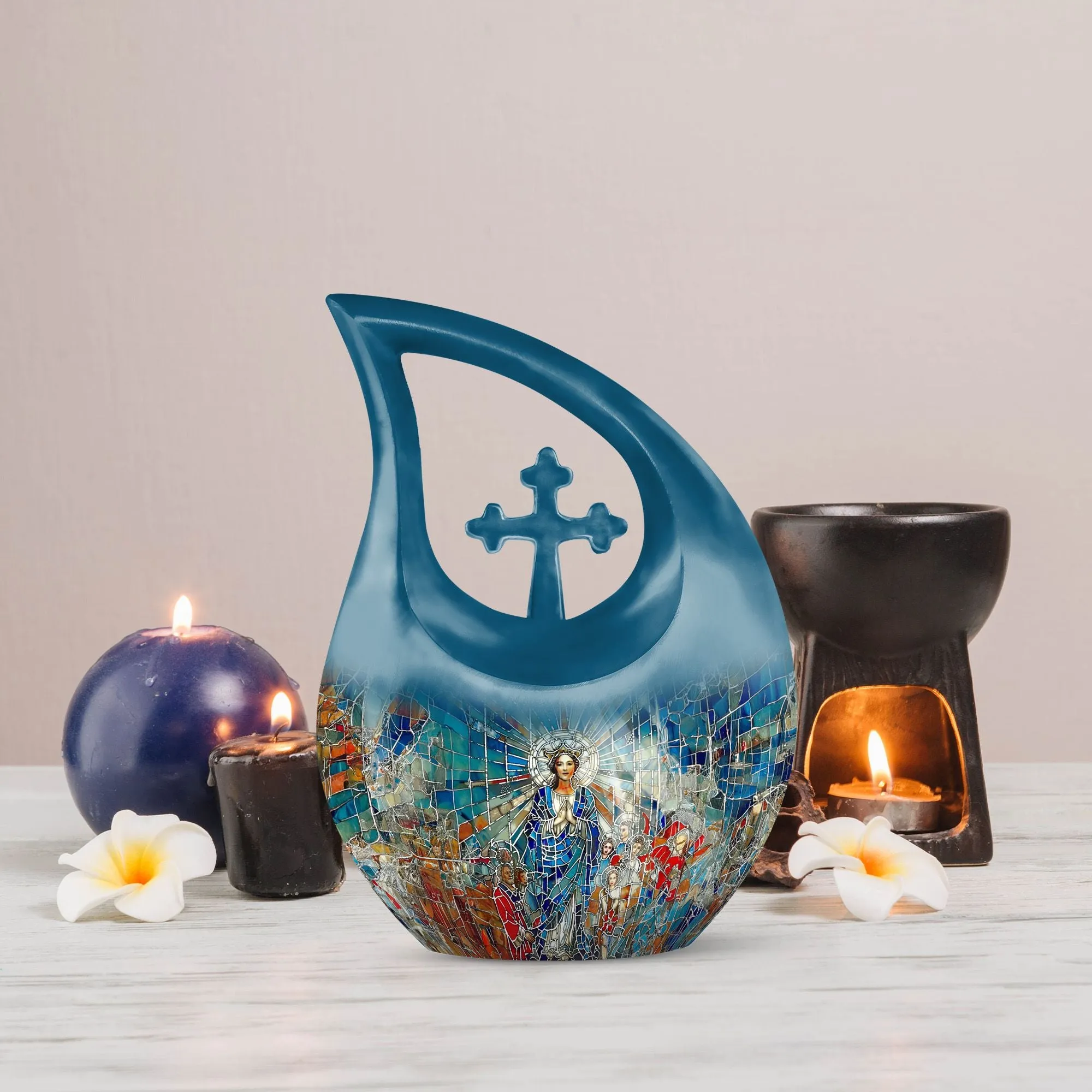 Stained Glass Urn: Adult Cremation Urn For Human Ashes Remans