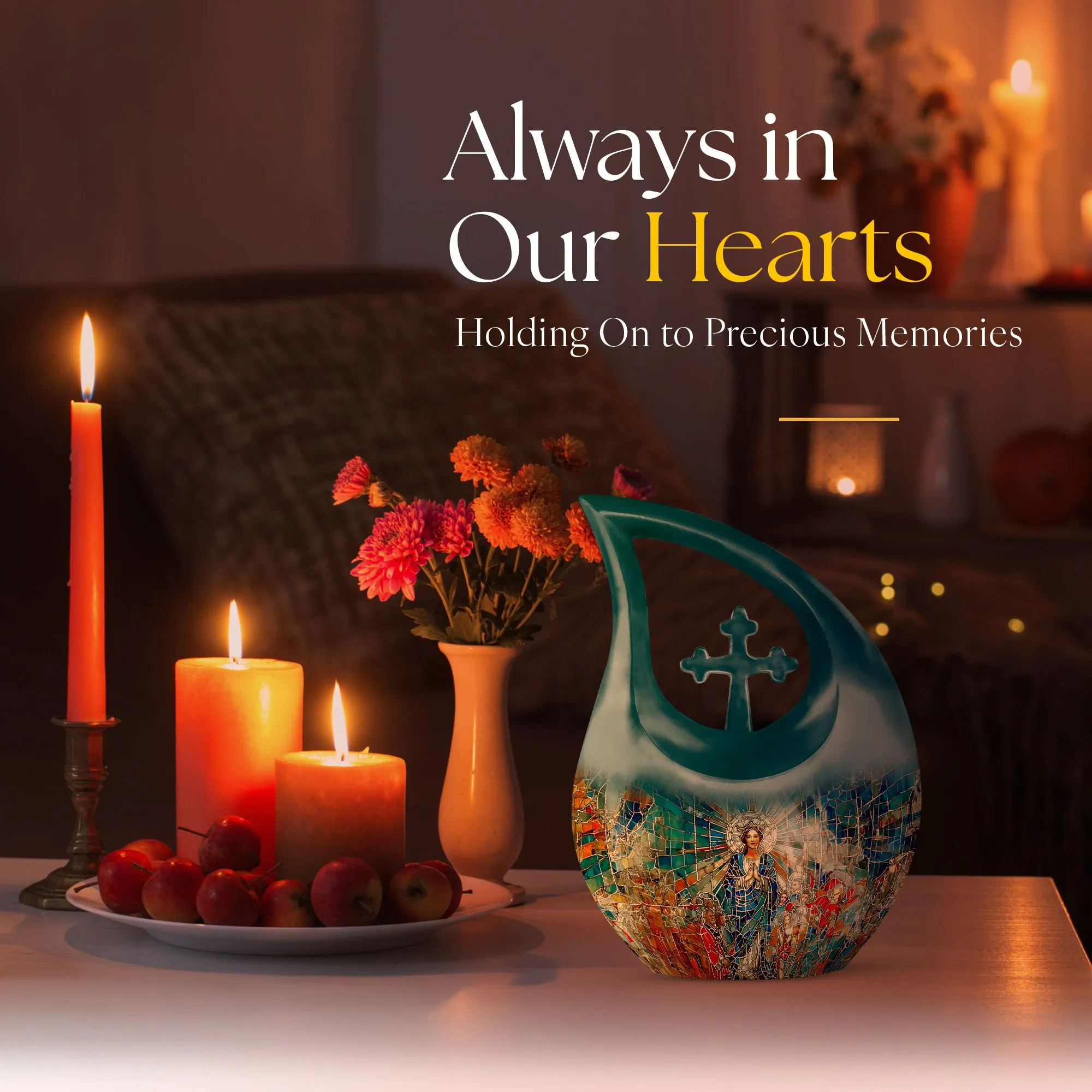 Stained Glass Urn: Adult Cremation Urn For Human Ashes Remans