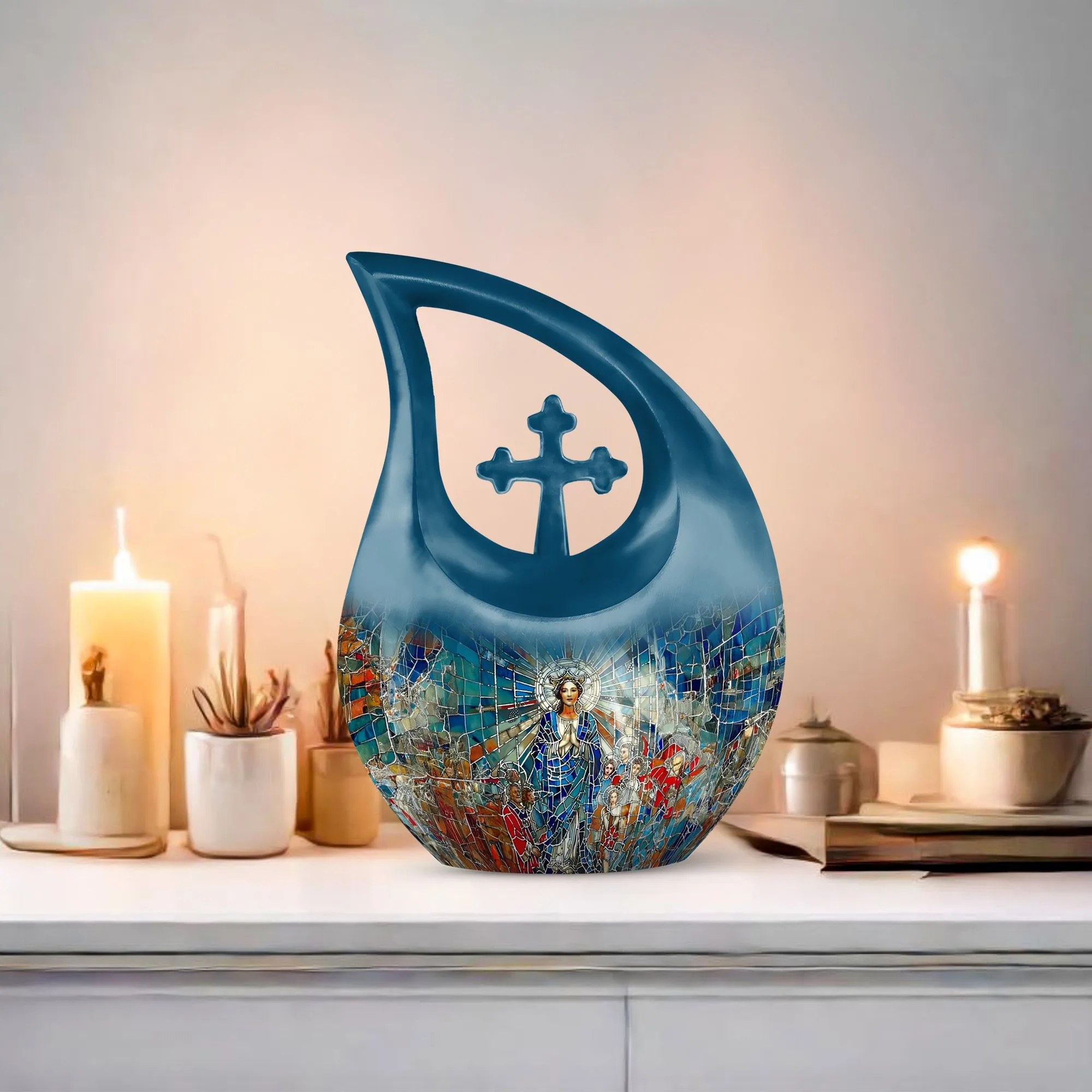 Stained Glass Urn: Adult Cremation Urn For Human Ashes Remans