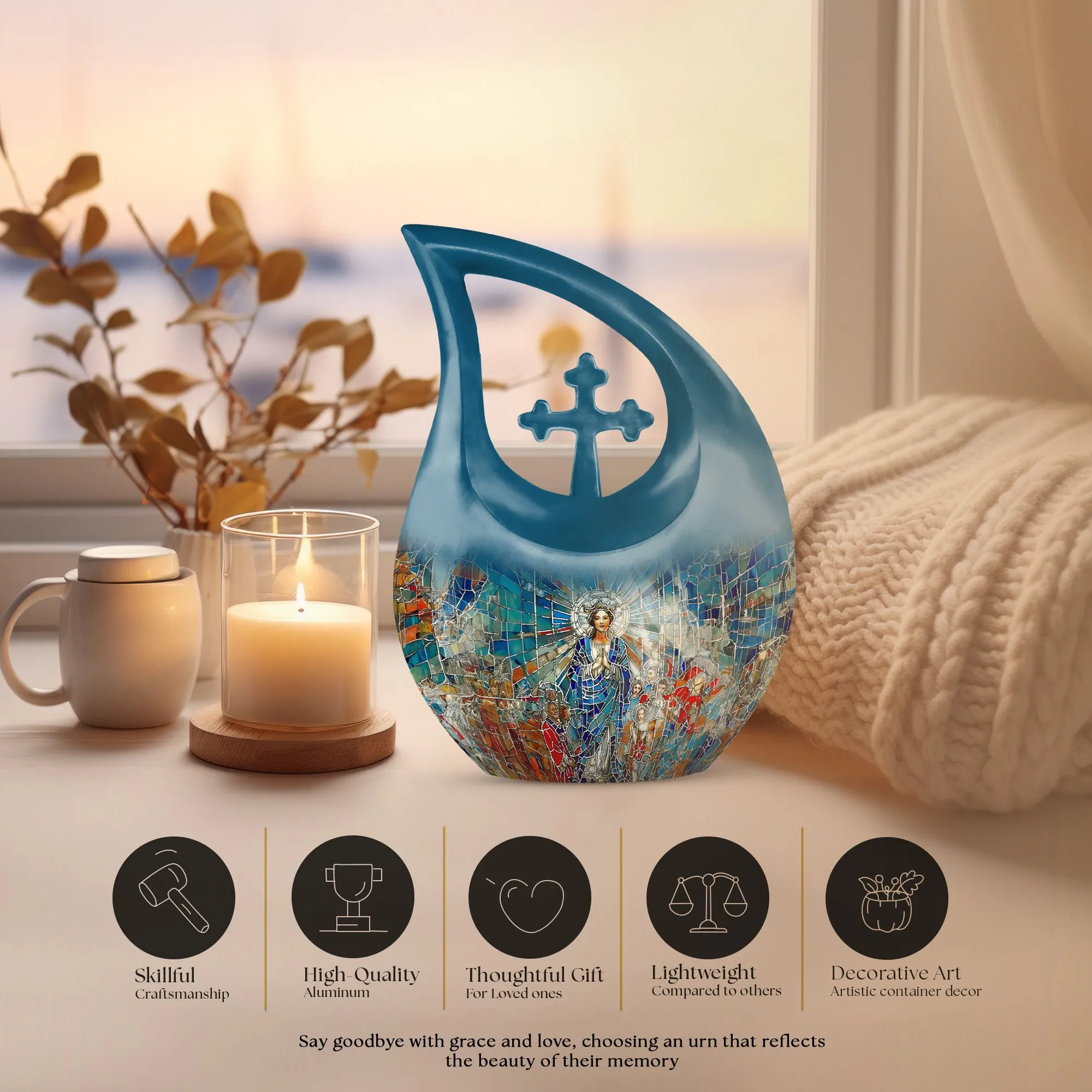 Stained Glass Urn: Adult Cremation Urn For Human Ashes Remans