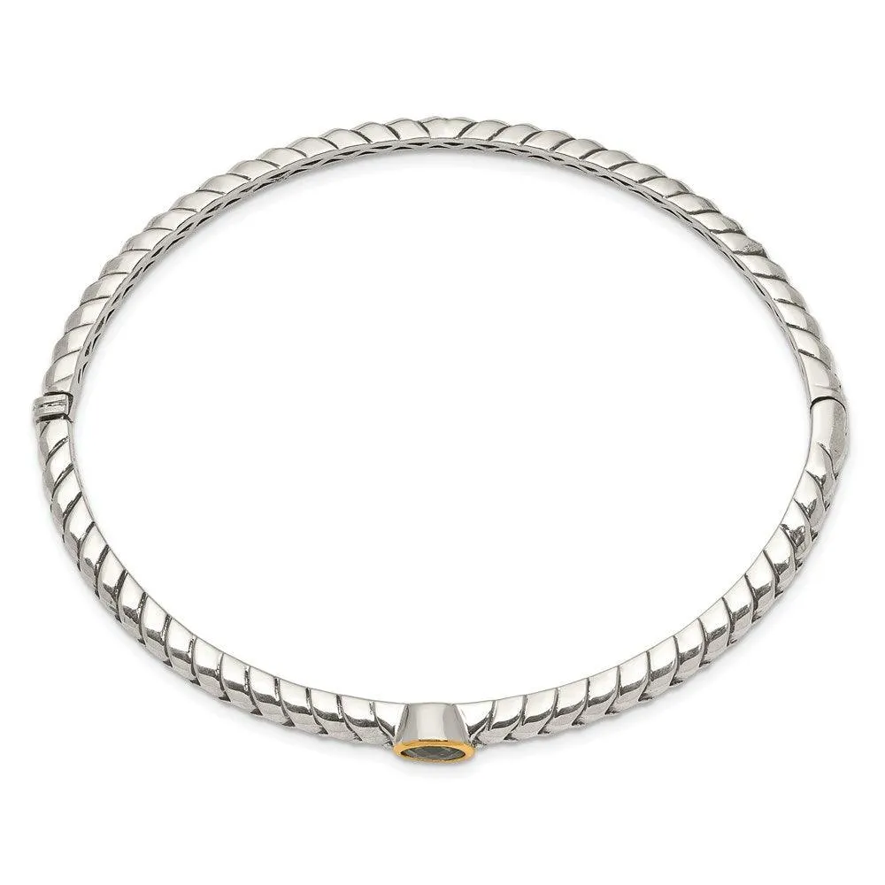 Sterling Silver w/14k Peridot Bangle Bracelet