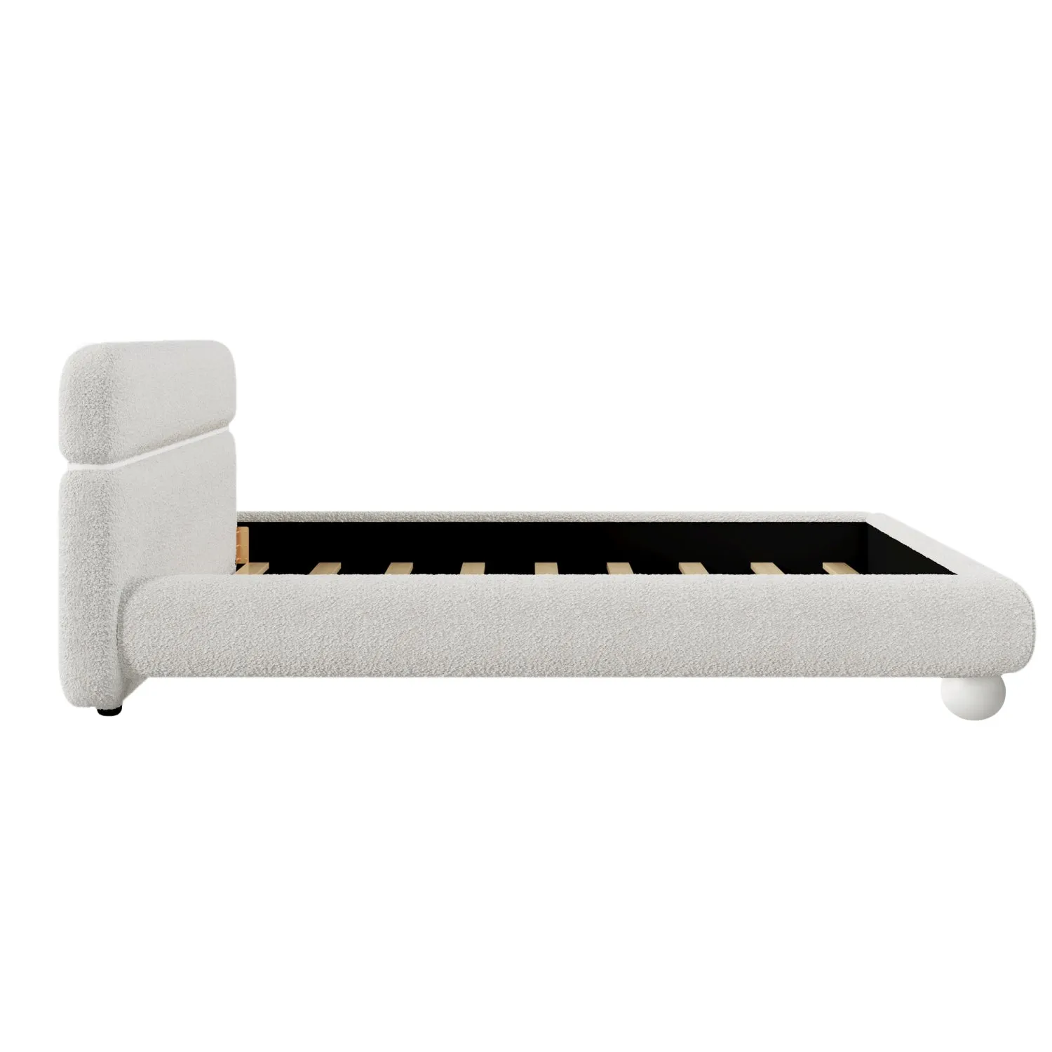 Streamdale Queen Bed: Teddy Boucle, Curved Design