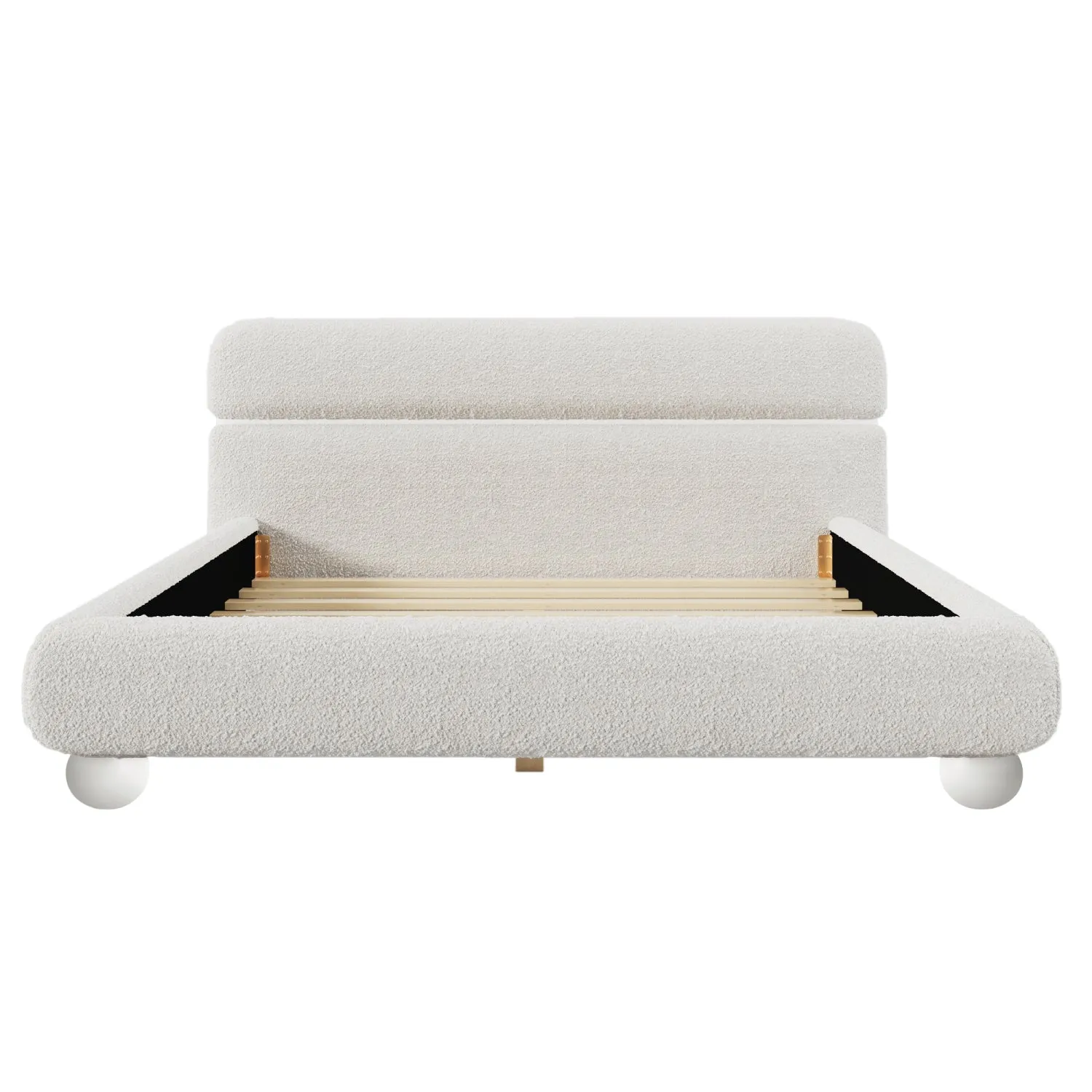 Streamdale Queen Bed: Teddy Boucle, Curved Design