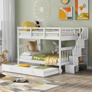 Streamdale Stairway Bunk Bed w/ Trundle, Storage & Rail