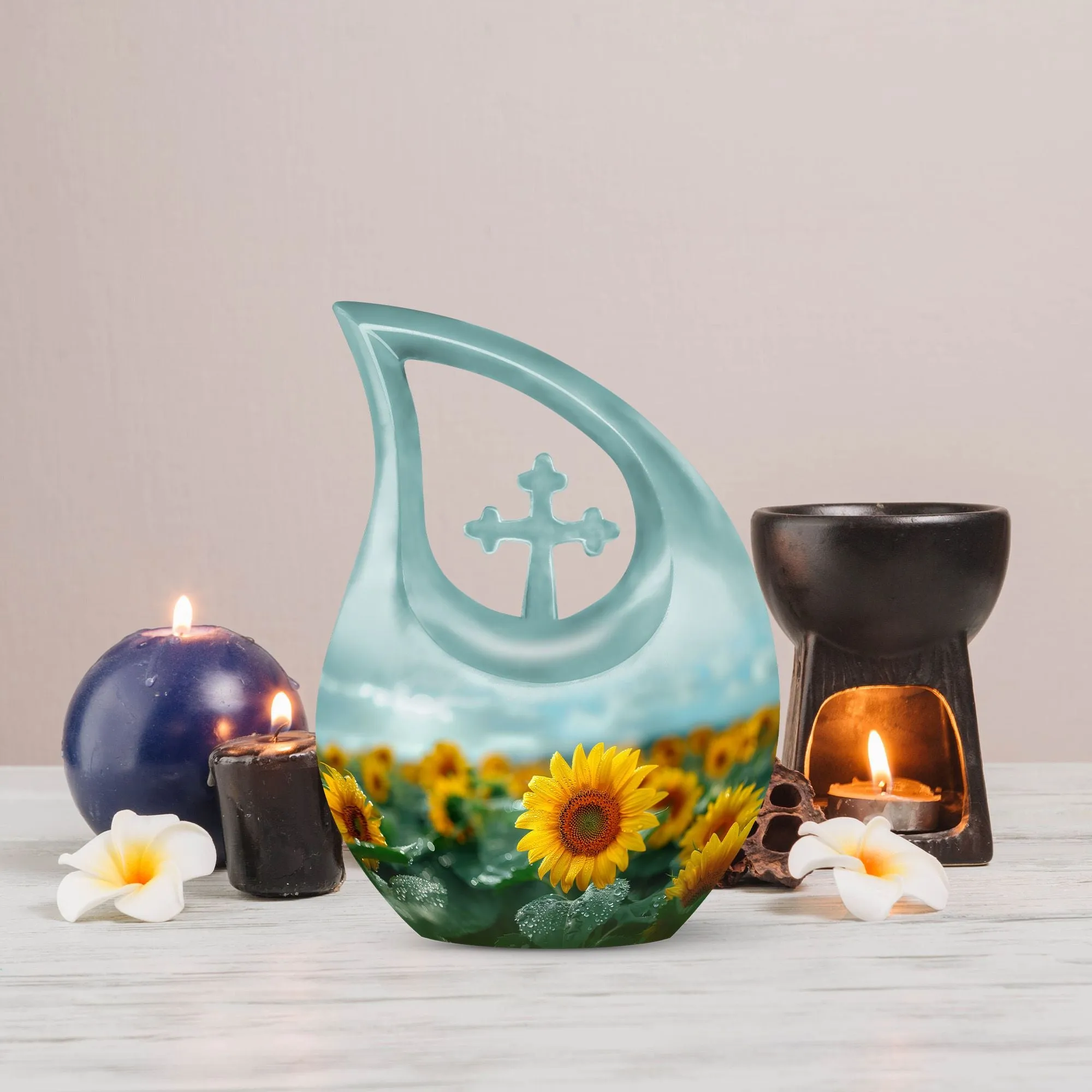 Sunlit Dew On Cross Drop - Urn With Love for Lasting Memories