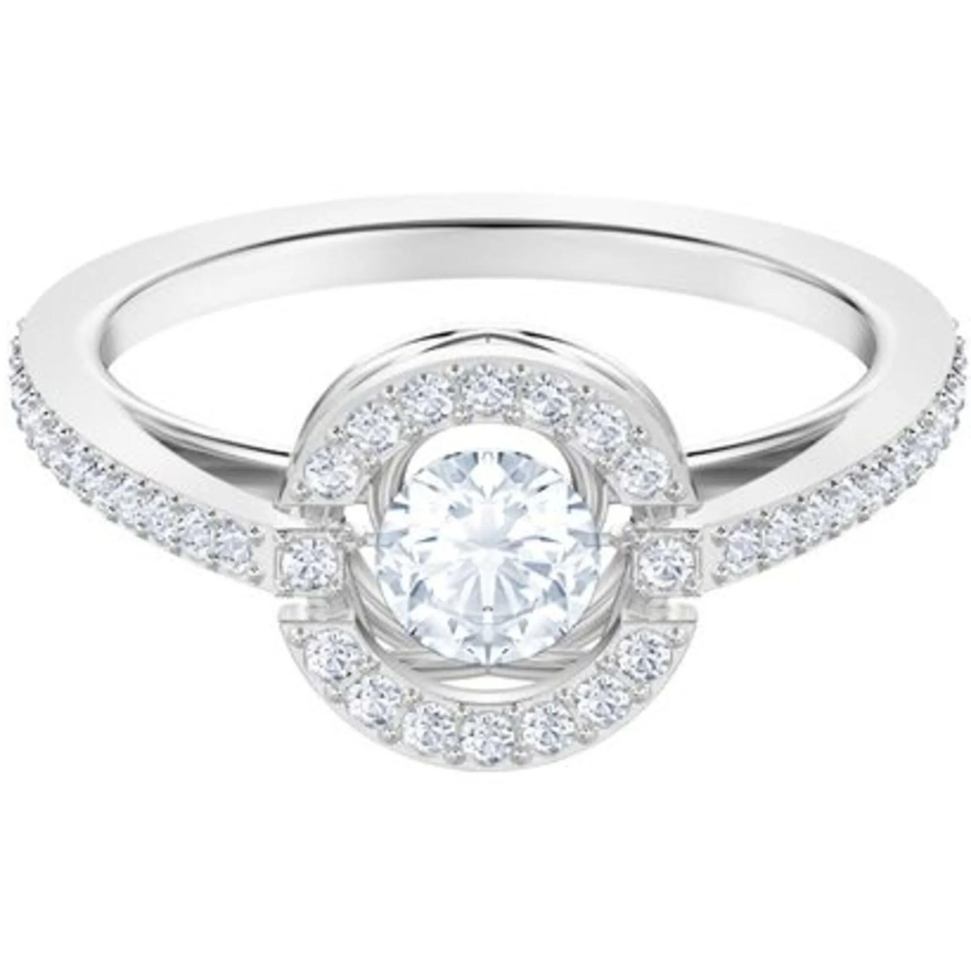 Swarovski Women's Ring - Sparkling Dance Rhodium Plated White Crystal Pave | 5465280