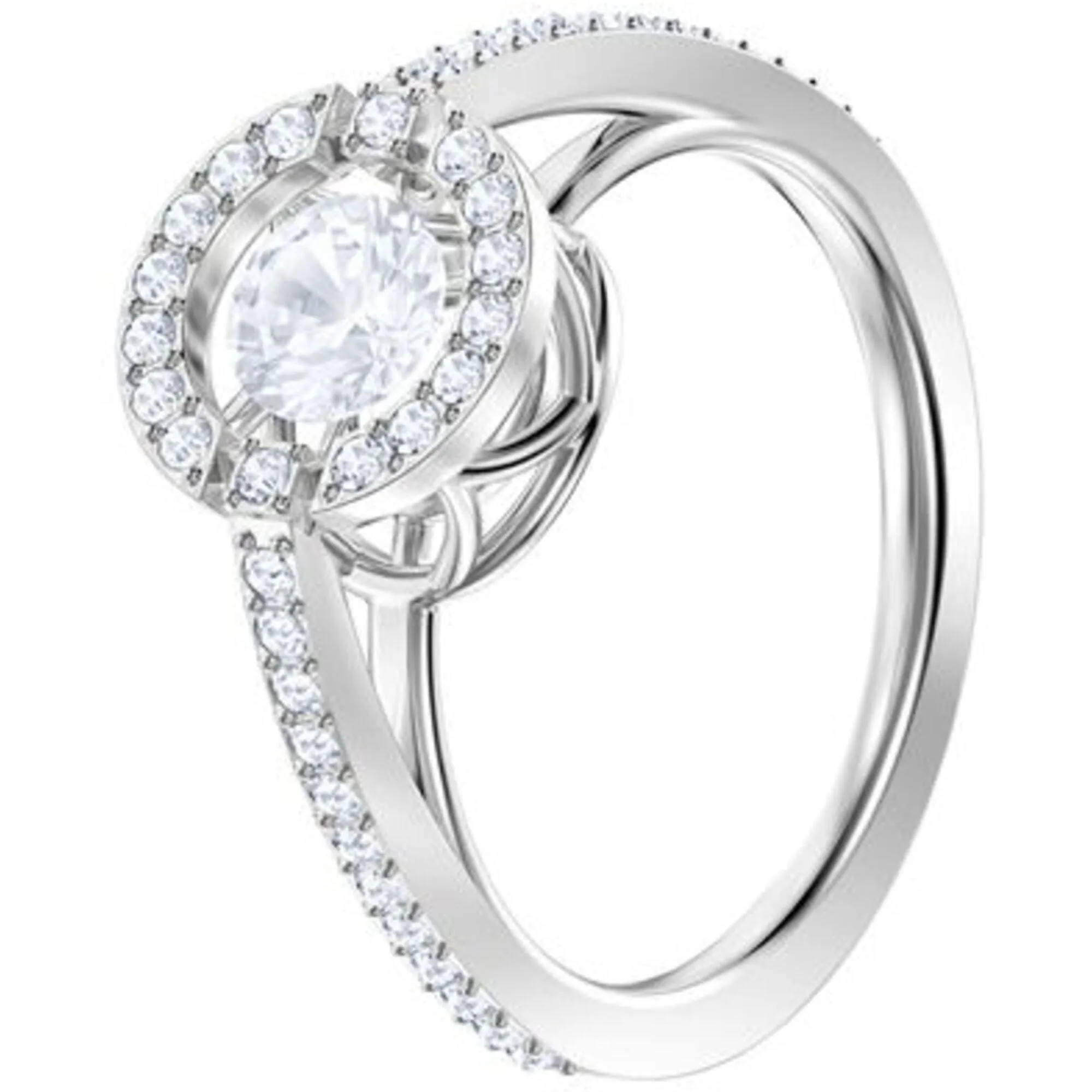 Swarovski Women's Ring - Sparkling Dance Rhodium Plated White Crystal Pave | 5465280