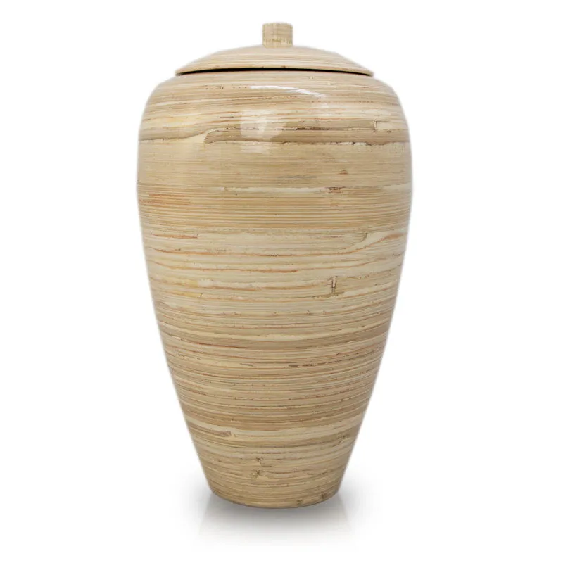 Tall Bamboo Cremation Urn in Natural