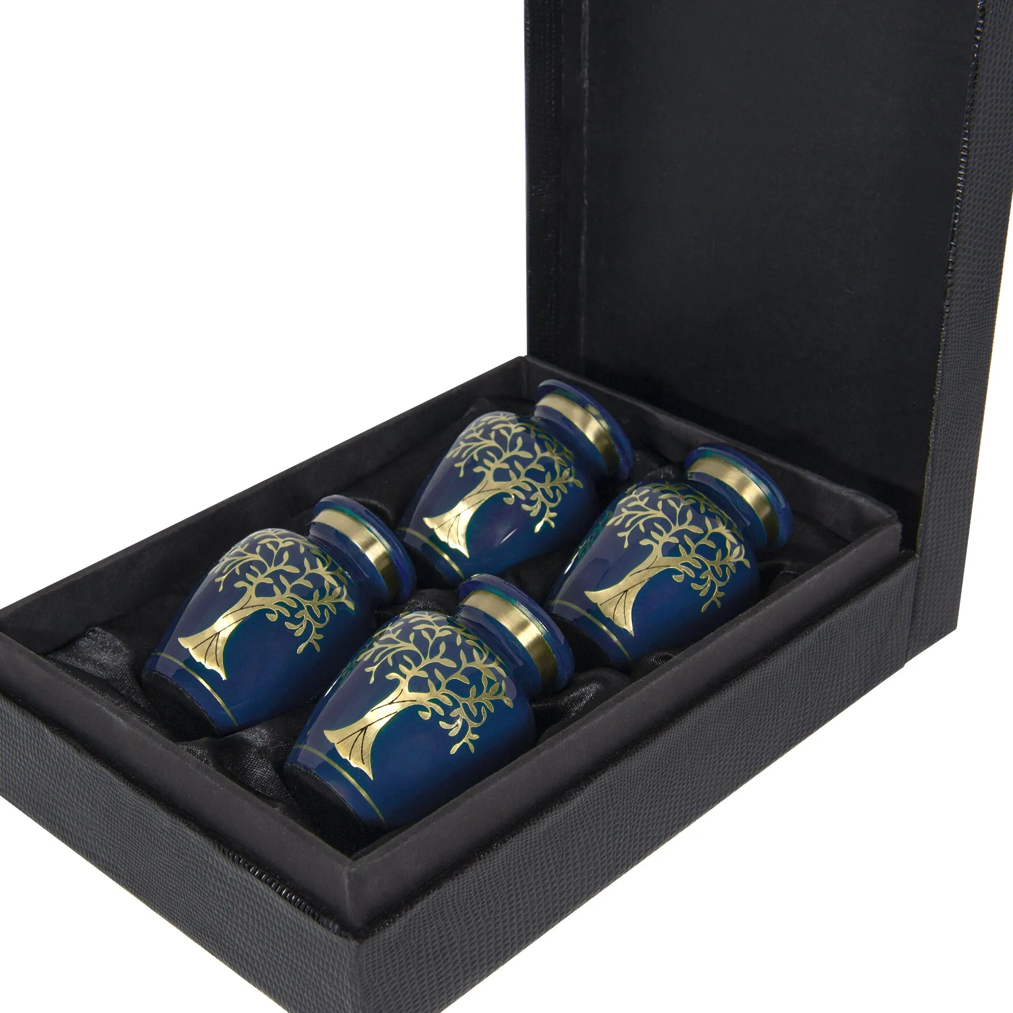 Tree of Life Blue Keepsake Urns for Human Ashes - Set of 4