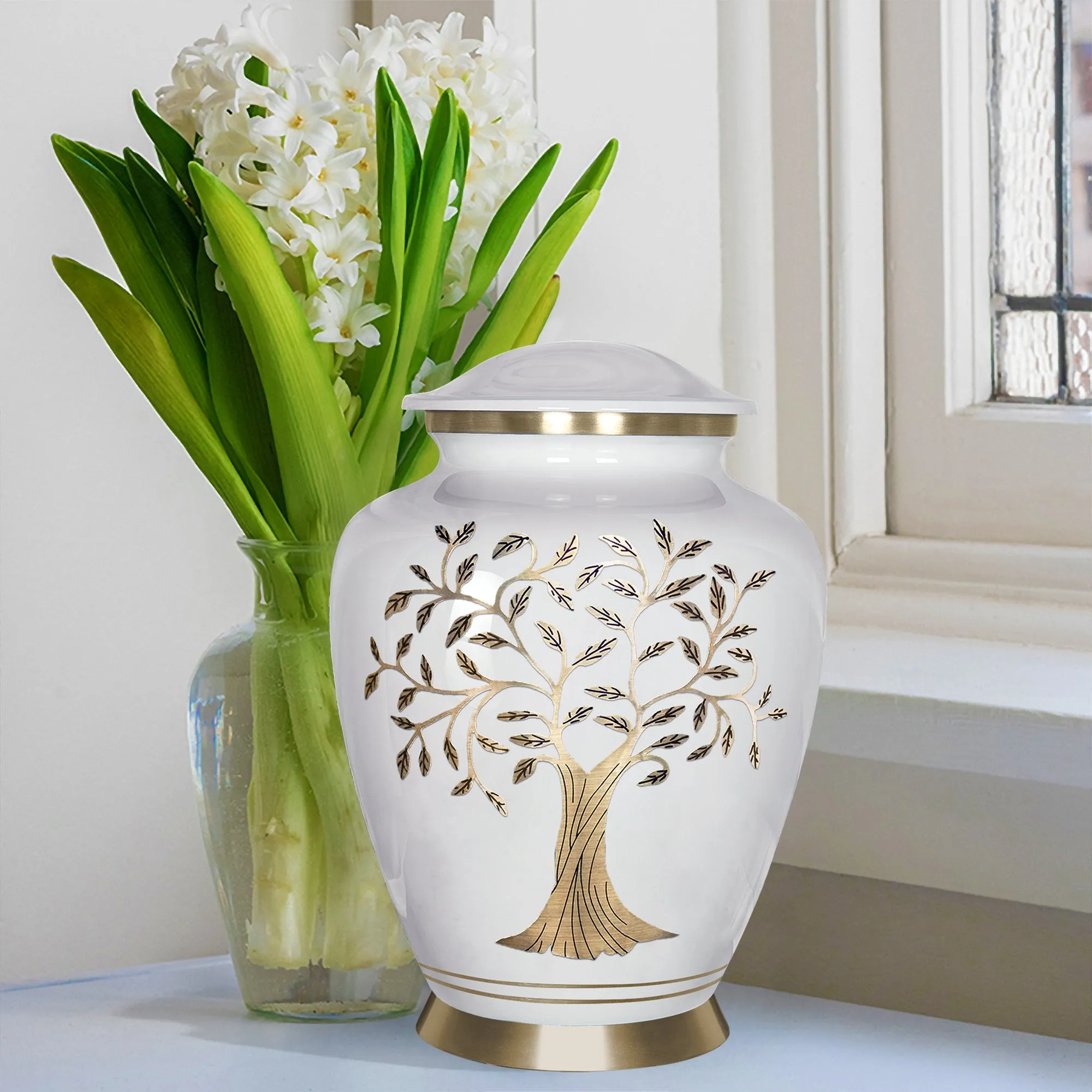Tree of Life White  Large Cremation Urn for Human Ashes