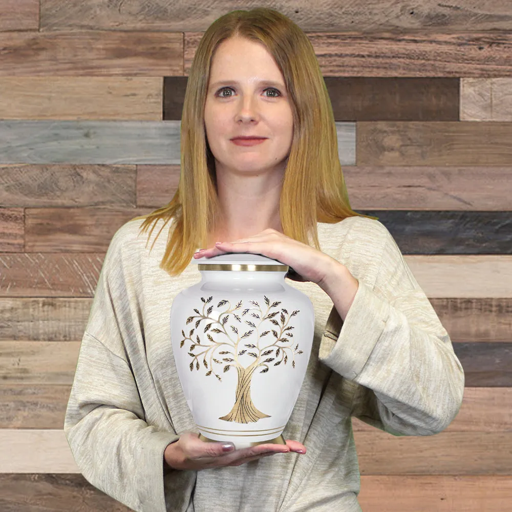 Tree of Life White  Large Cremation Urn for Human Ashes