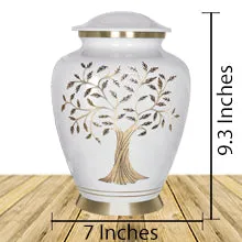 Tree of Life White  Large Cremation Urn for Human Ashes