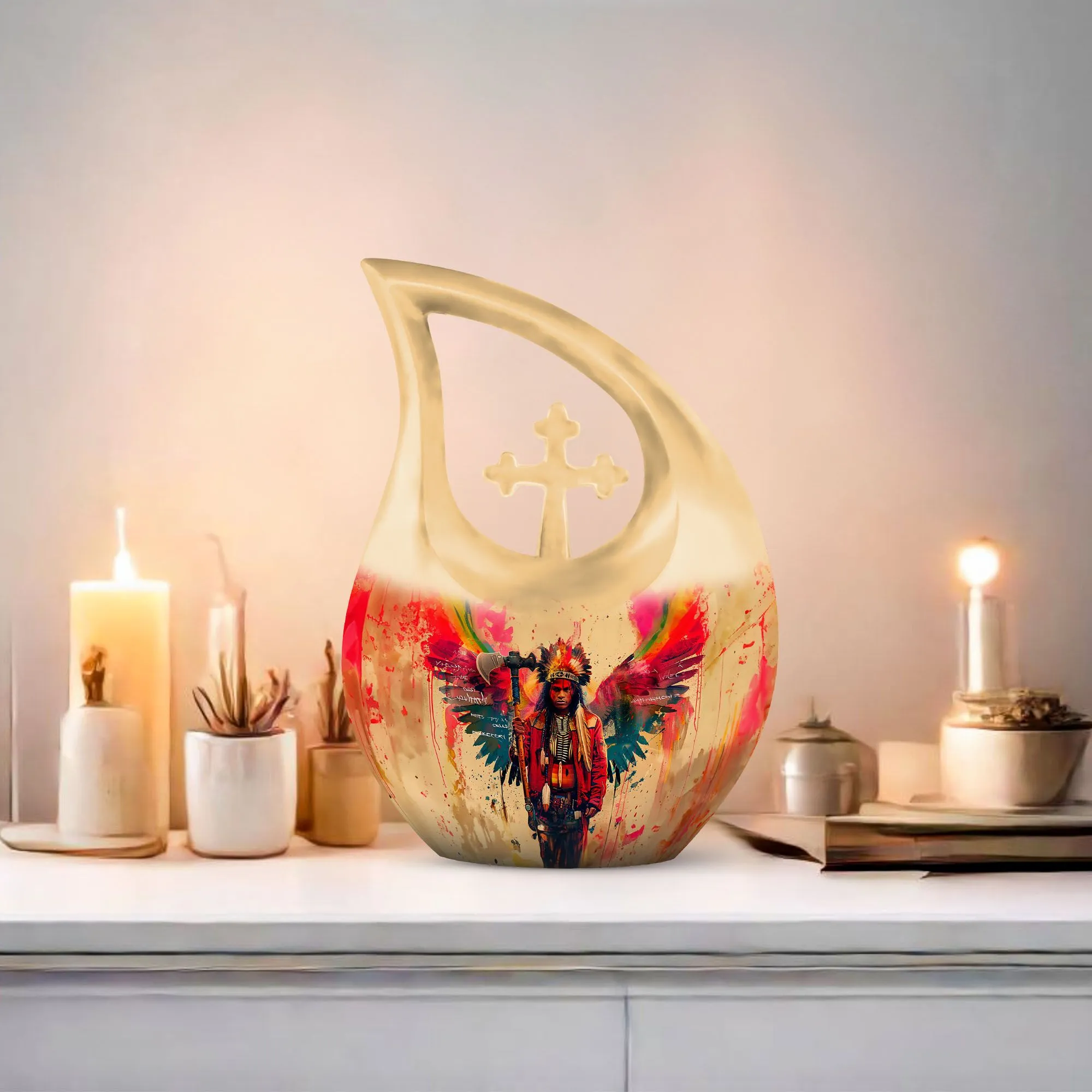 Tribe Man's Last Embrace: Unique & Commemorative Cremation Urn