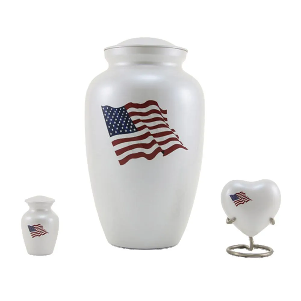 White Classic Flag, Cremation Urn