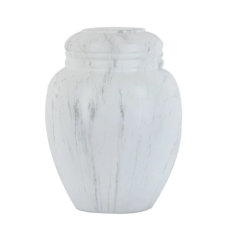 White Faux Marble Classic Cremation Urn In Large