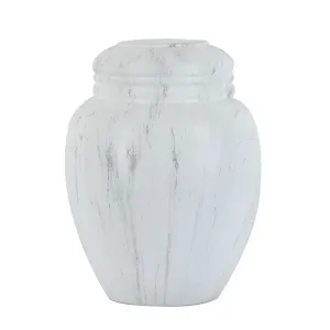 White Faux Marble Classic Cremation Urn In Large