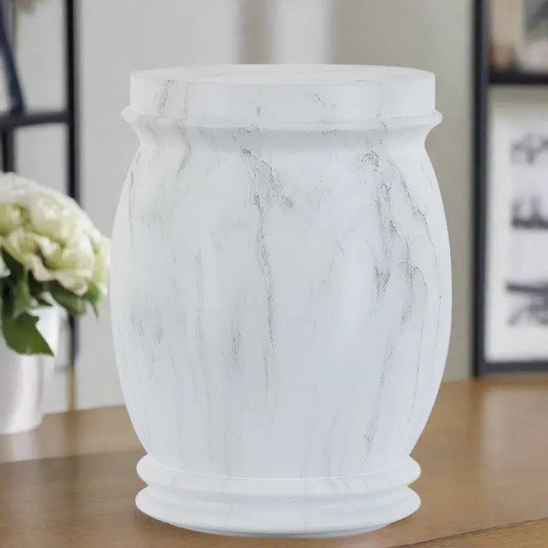 White Faux Marble Cremation Urn in Large