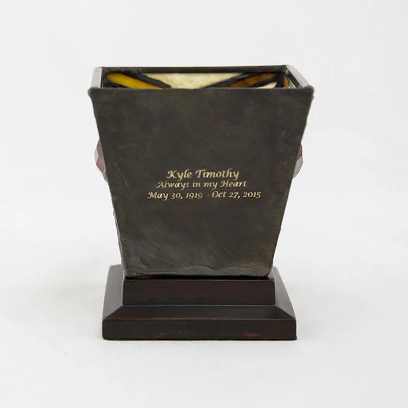 White Lily Stained Glass Keepsake Urn and Candle Holder
