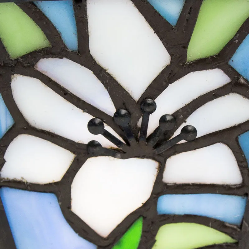 White Lily Stained Glass Keepsake Urn and Candle Holder