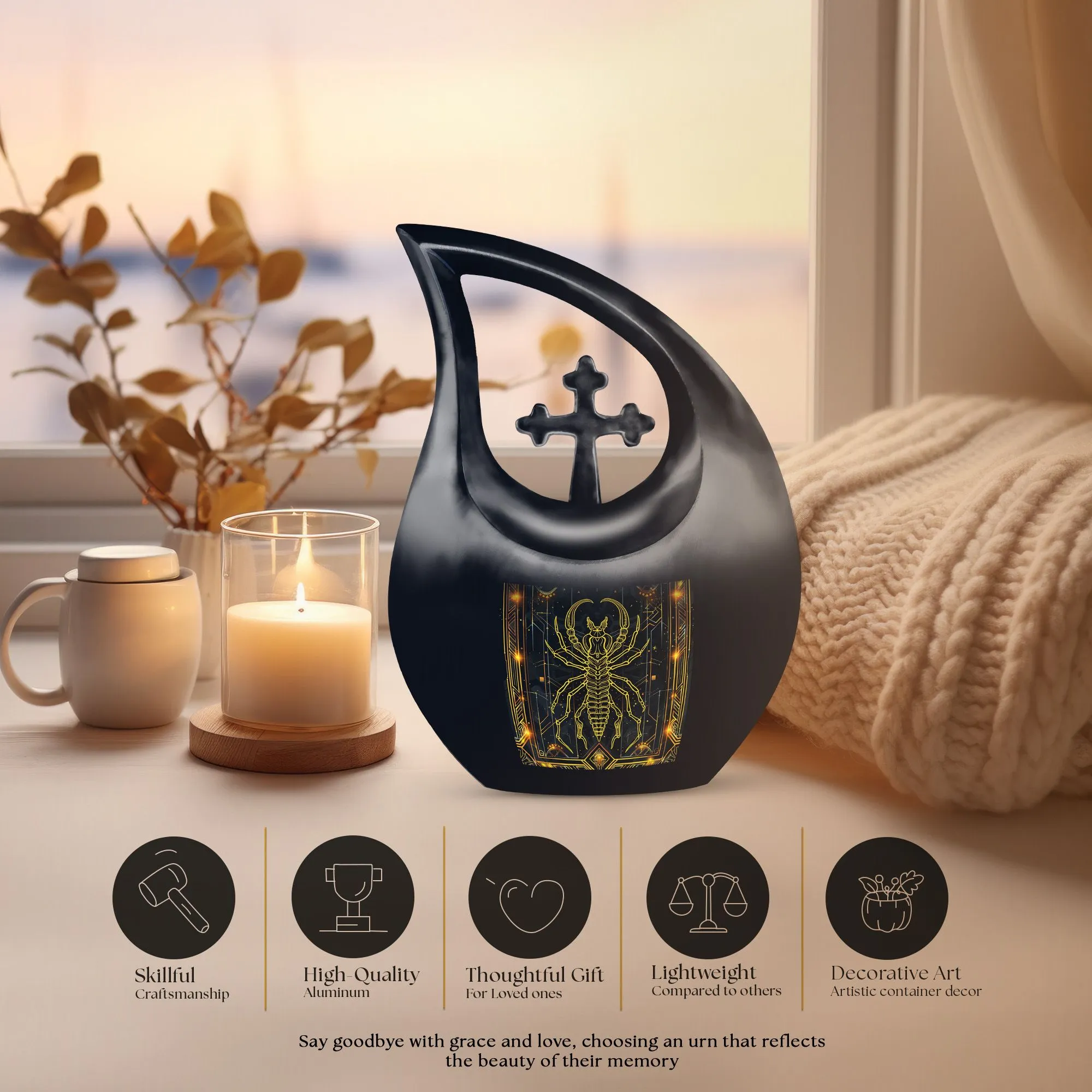 Zodiac Mini Cross Drop - Memorial Urn for Lasting Memories